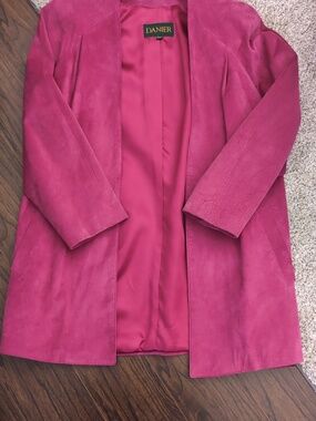 Danier Women's Open Front Suede Jacket - Hot Pink P2P 20.5 Length 31